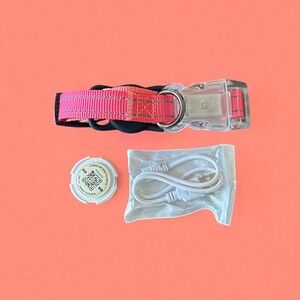 New LED Smart QR Code Dog Collar – Small Rose Red QR Owner Pet Info Rechargeable